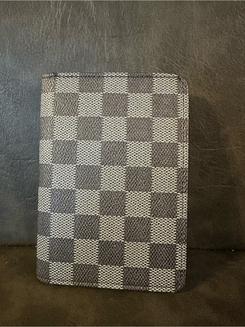 Checkered Passport Wallet - Black & Gray